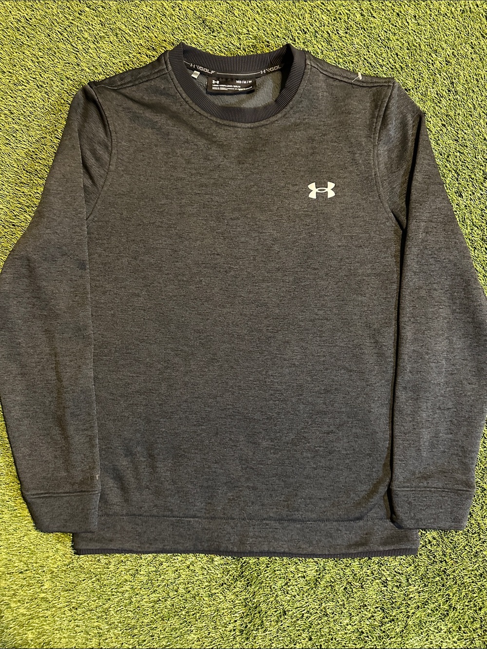 NWOT Under Armour Golf ColdGear Charcoal Gray Crewneck Performance Sweatshirt M